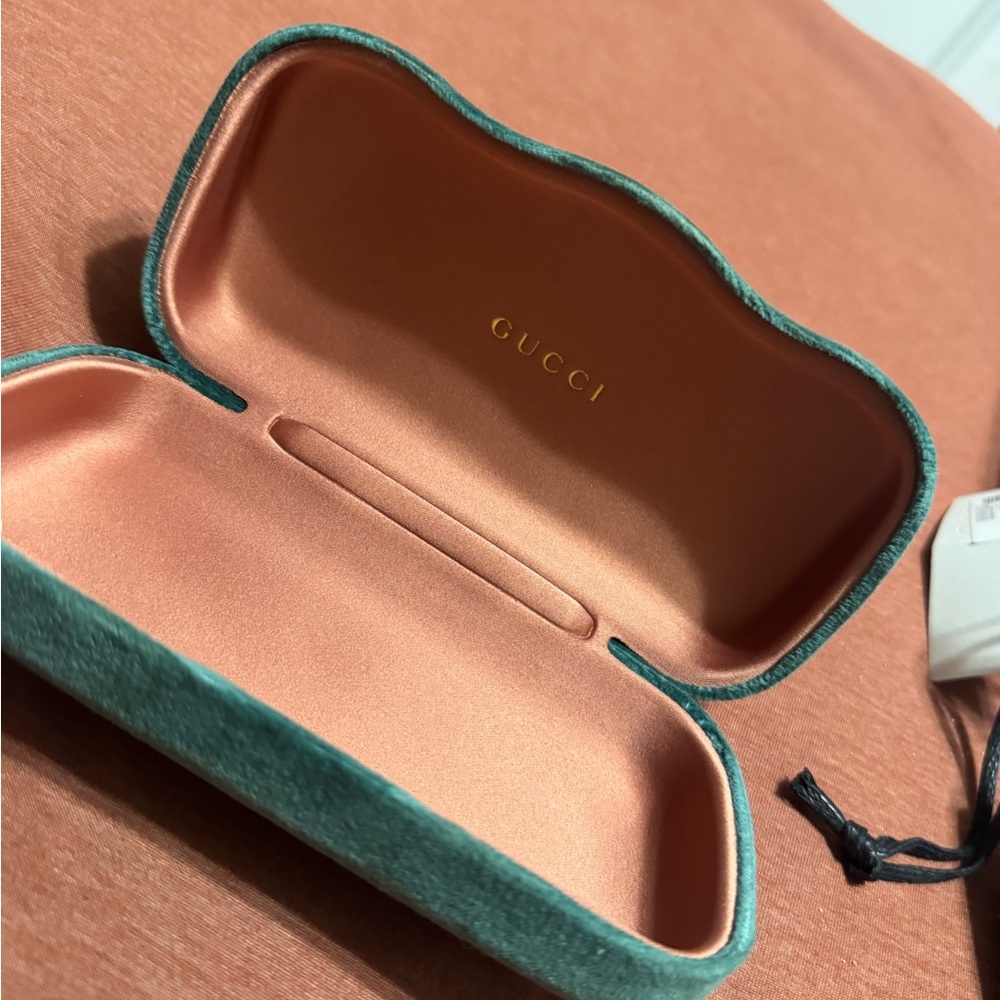 Gucci Velvet Eyewear Case - Teal and Peach